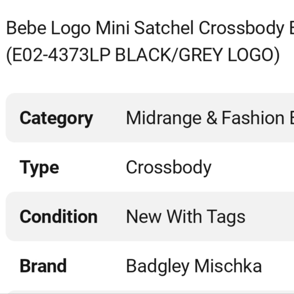 Bebe Black Gray Monogram Crossbody Bag New - Picture 2 of 2